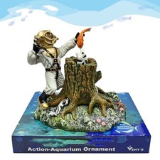 Undersea DIVER WITH EEL Air Driven Ornament Aquarium Tank Fish Decoration
