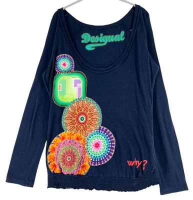 Desigual Pull Cache-Pour Femme Col Rond Floral Taille 2XL - Photo 1/4