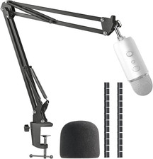 Blue Yeti Microphone Boom Arm Stand with Yeti Microphone Pop Filter, Compatible