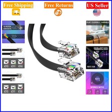 30FT Black RJ11 Phone Cable for Landline, Modem, Telecom, Gold-Plated