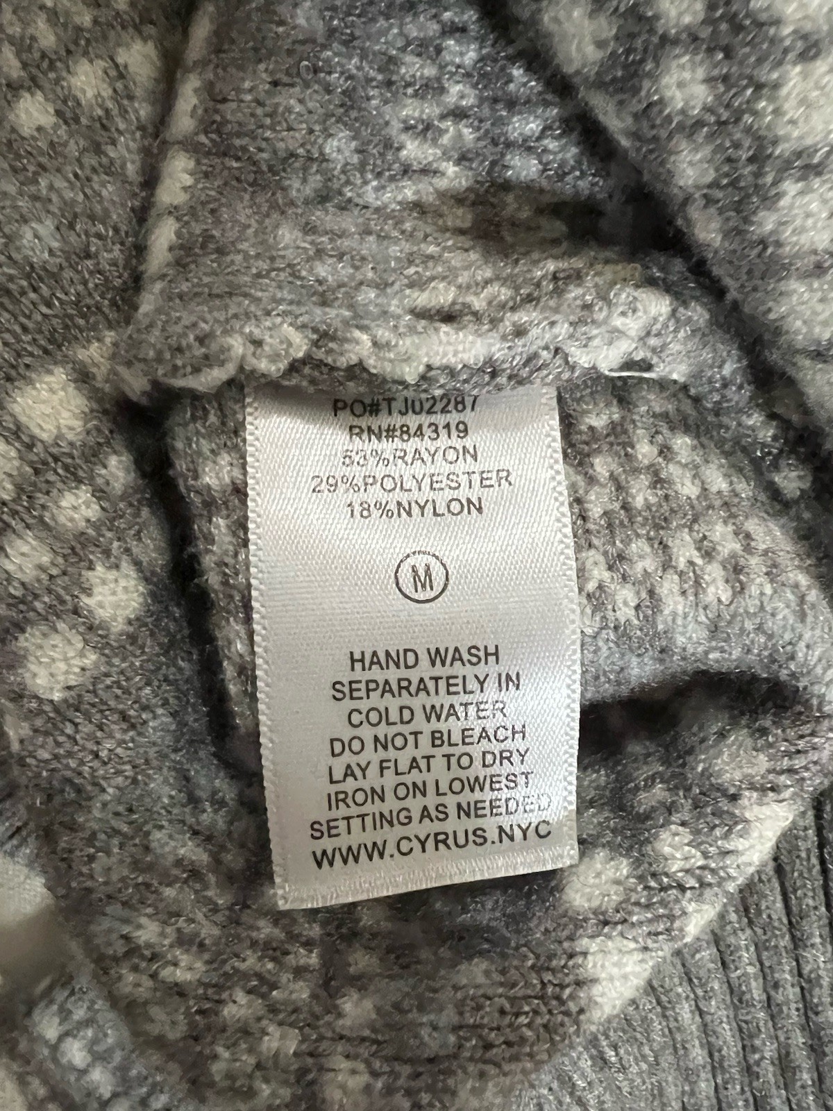 Cyrus Patterned Knit Pullover Sweater Gray Mock N… - image 5