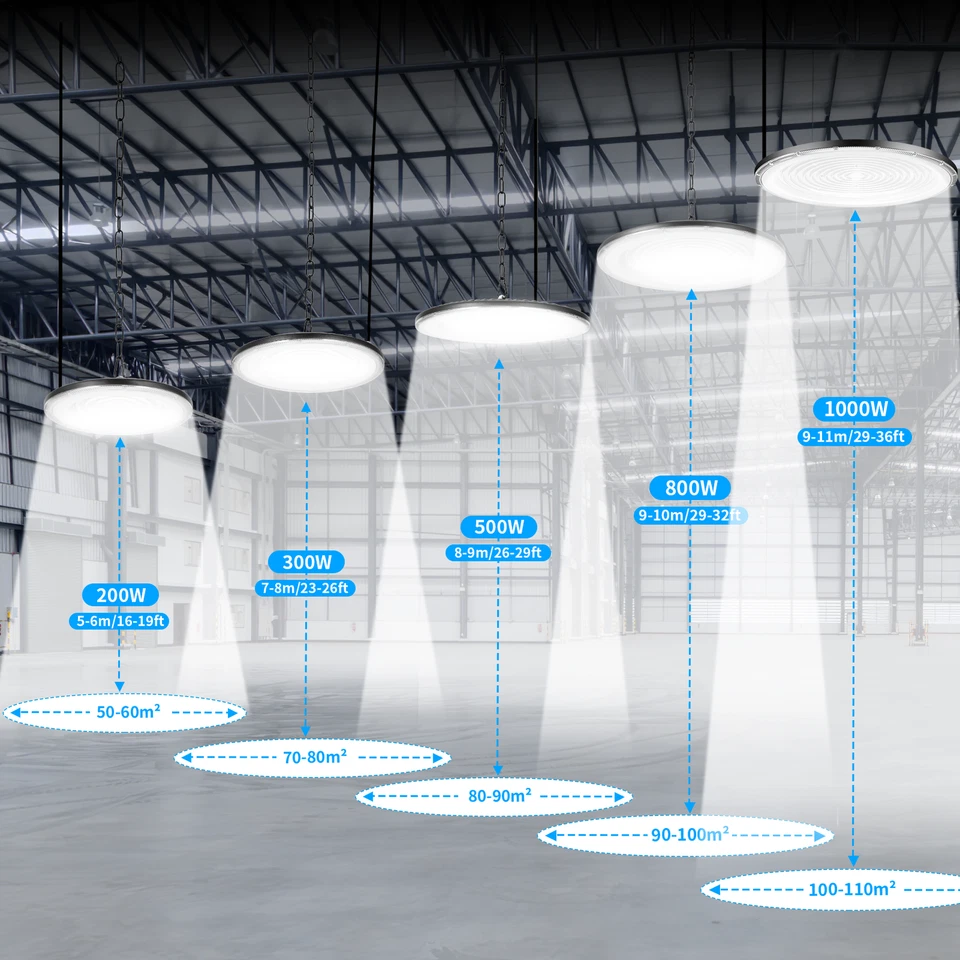1-20X Luces LED Alta Bahía UFO 200W 300W 500W 800W 1000W Almacén LED Tienda Luz Foto 2 de 4