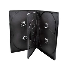 10 Pack Standard 14mm Black Six 6 Disc DVD Cases with Double Sided Flip Tra...