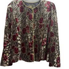 Vintage R K Floral Velvet Jacket Sz 10Metallic Whimsigoth Fairycore Cottagecore