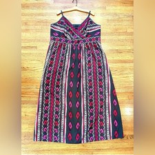 Lane Bryant Maxi Dress Red Pink Black Tribal Aztec Boho Festival Wrap Size 20