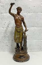 Spelter Antique French Sculpture Blacksmith, Signed Belin, Original, Hand Made