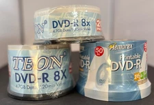 (110) Teon and Memorex DVD-R Recordable 4.7 GB Media Discs 120 Min. 8X and 16X