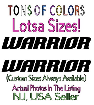 TWO Warrior Hockey Helmet Die Cut Vinyl Decals - Free Decal Offer Inside!