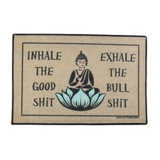 Funny Inhale Good Bull S**t Tan Welcome Doormat Outdoor Floor Rug Entry Door Mat