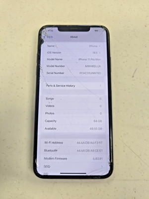 iPhone 11 Pro Max 64GB LCD + BACK CRECKED