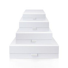Luxury Premium White Magnetic Gift Boxes with Folding Ribbon Tab for Weddings