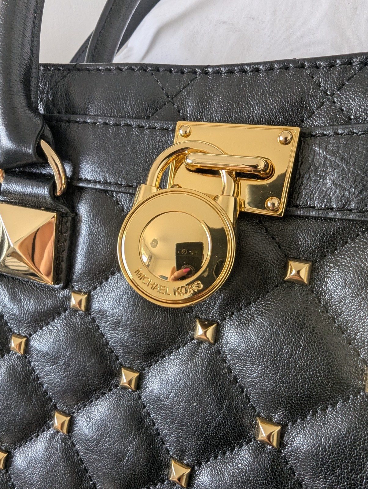 Michael Kors Tote - Hamilton Gold Studded Leather Quilted Tote Bag NEW RRP £350 image 2