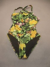 Hurley Size S Womens Multicolor Floral Lined Wireless One Piece Swimsuit 11E