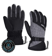 Kids Insulated Waterproof Snow Gloves - Youth Small: 6-9 years old black