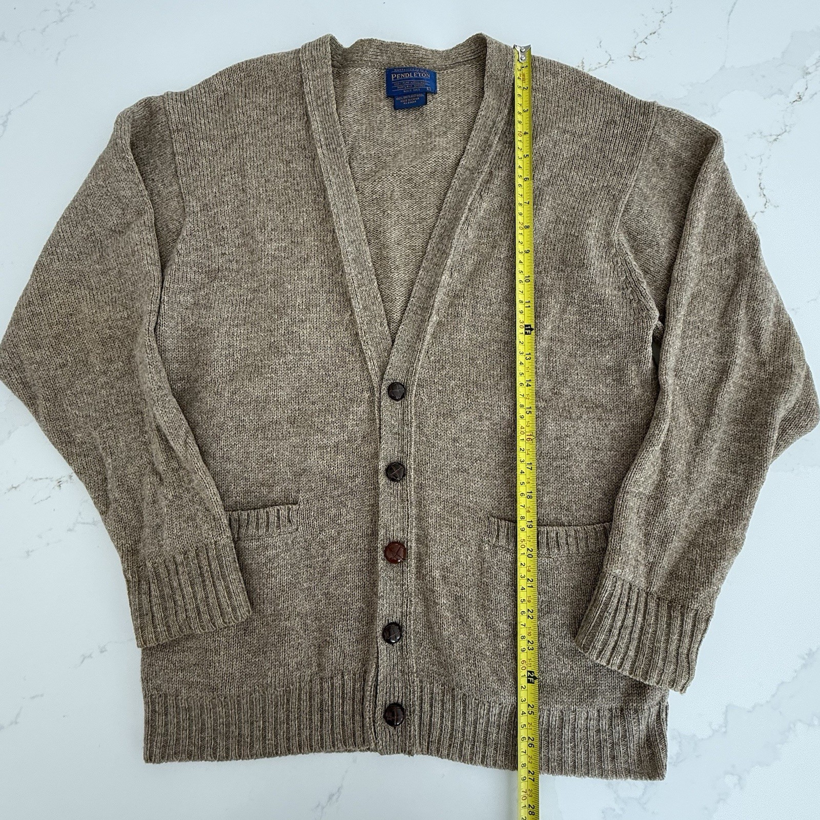 Pendleton Shetland Wool Knit Button Accent Beige … - image 6