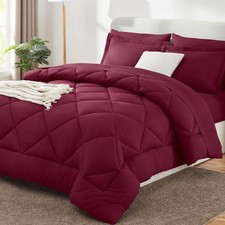 CozyLux King Size Comforter Set Burgundy - 7 Pieces Bed in a King,