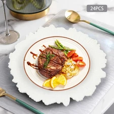 24-Piece Set Plastic Plates Texture Tableware Decoration For Wedding Party