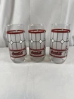 VINTAGE LIBBEY COCA COLA GLASSES FROST TIFFANY STYLE WINDOW PANE STAINED 3 SET