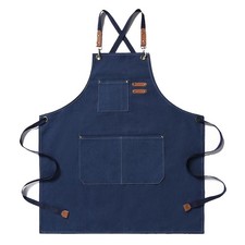 Chef Apron for Men Women Canvas Aprons with 3 Pockets Cross Back Resistant Wo...