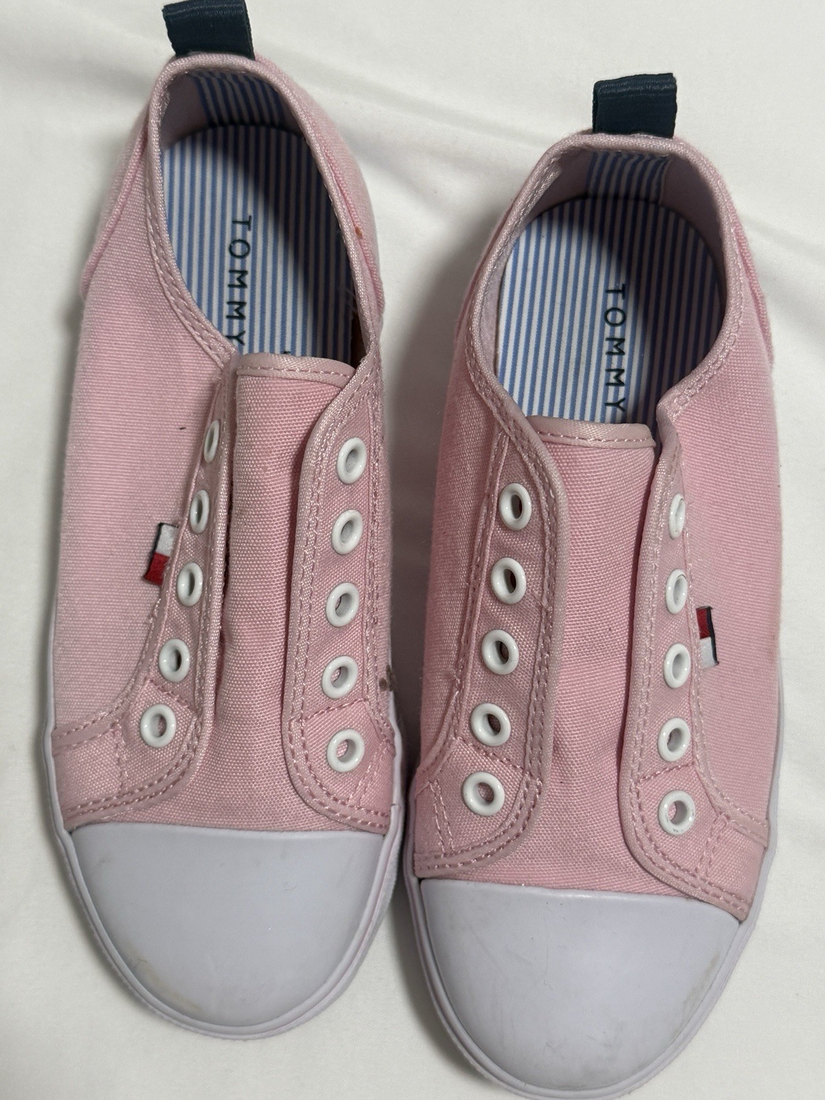 Tommy Hilfiger Pink Canvas Slip On Sneakers Girls US 12 EUR 29 thumbnail 3