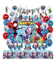 Spider-Man Kids Birthday Party Decoration Set Banner Balloons Tablecloth Toppers