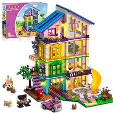Girls House Building Set 1317 PCS with LED Light Kids Block Toy Villa, Car, Pool