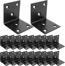 20 PCS Corner Brace 2 X 2 Inch Stainless Steel L Bracket Heavy Duty Black Large 
