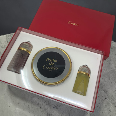 Vtg Pasha de Cartier Paris Fragrance Gift Set Eau de Toilette Minis Shower Gel