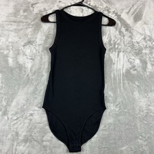 A New Day Ribbed Knit Sleeveless Bodysuit Women s M Black