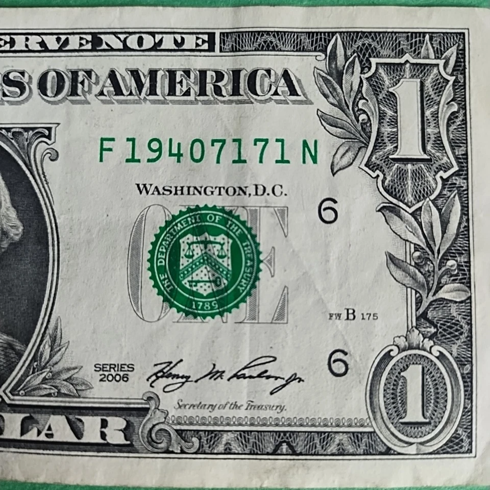 Birthday Note 🎂 July 1 1940 $1 Fancy Serial Number F19407171N - Image 2 of 4