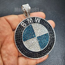 HIP HOP STYLE ICED SILVER PLATED CUBIC ZIRCONIA LARGE CHARM PENDANT JEWELRY