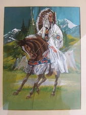 Native American Indian CHIEF 8" x 6" Actual UNIQUE  shiny silver RARE  28