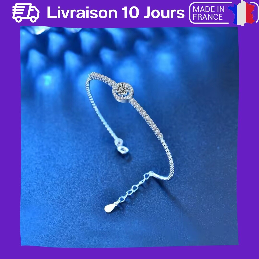 Bracelet en diamant véritable pour femme, éclat or blanc 18k éternel