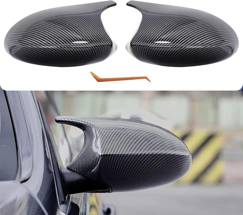 Gloss Carbon Fiber Print Mirror Replacement Cover Cap Fits 09-13 E90 E92 E93 E82