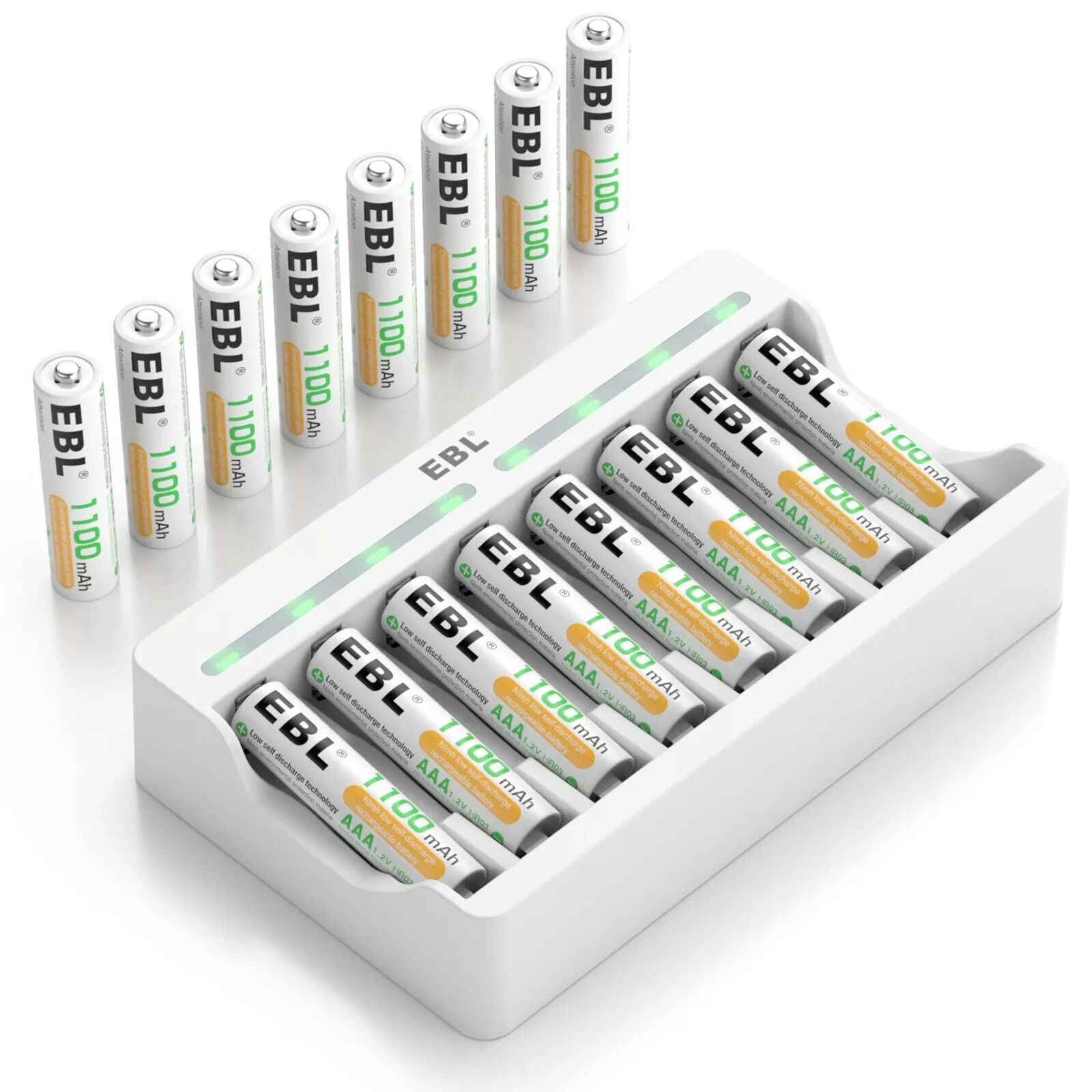 EBL 16x Rechargeable AAA Batteries 1100mAh Ni-MH +AA AAA Battery Charger-image