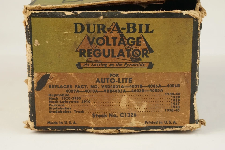 Nuevo de Lote Antiguo Dur-A-Bil C1326 Regulador de Voltaje 6V Hupmobile Nash Packard Studebaker 1937 Foto 3 de 4