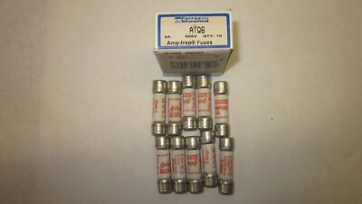 Gould Ferraz Shawmut (Mersen) ATQ6 Time-Delay Fuse box of 10. 6A 500V