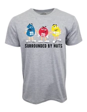 M AND M SURROUNDED BY NUTS GRAPHIC T SHIRT