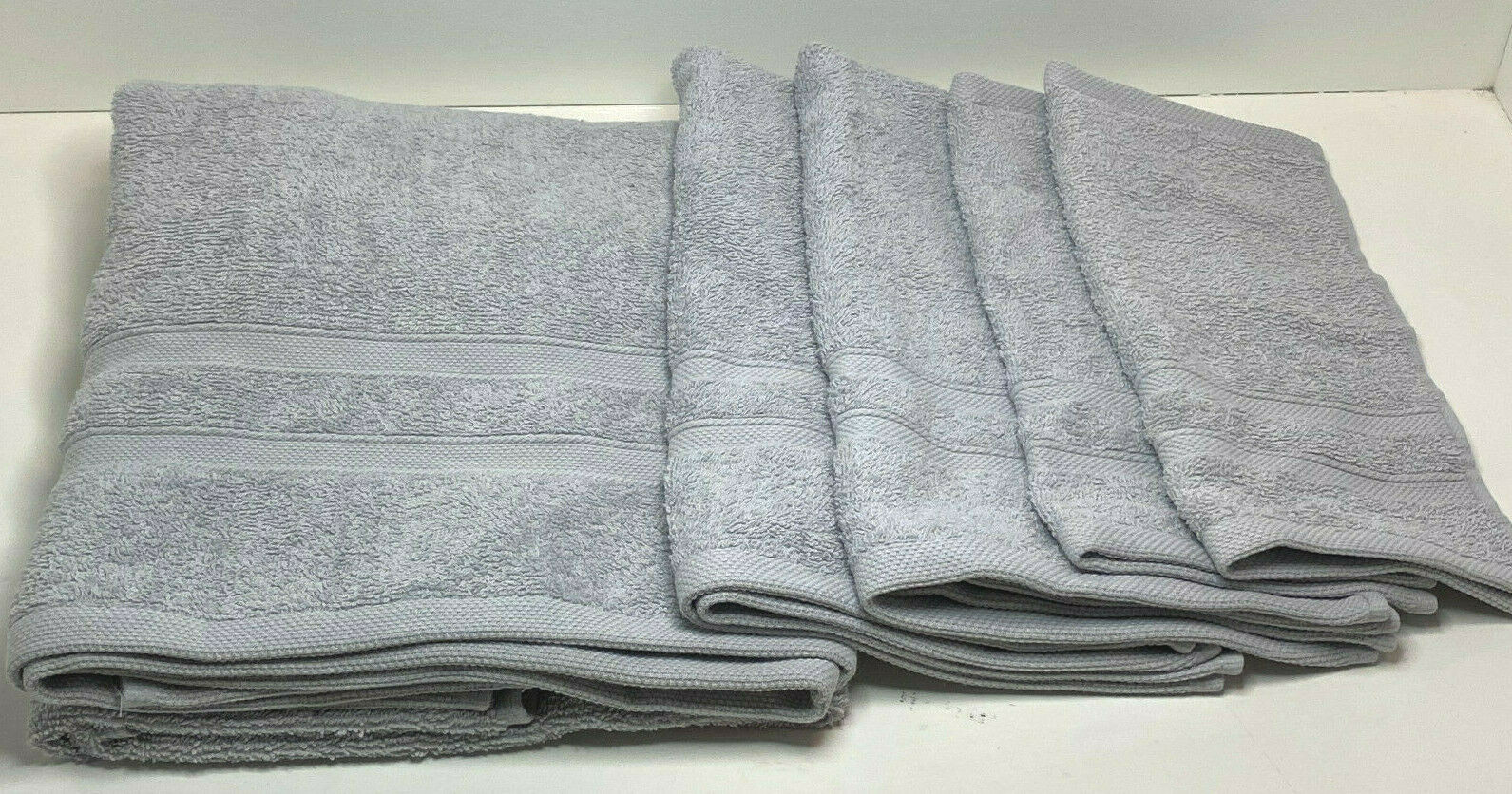 (Set of 5)Simply Essential Bath Towel Set 2-wash,2-hand,1-bath in Microchip Gray