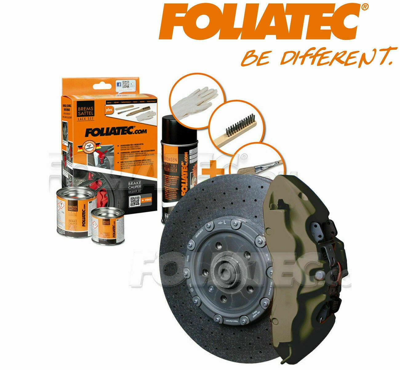 Peinture étrier de frein Foliatec kit complet vert militaire mat Combat Green pour auto