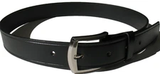 10823BL Solid leather belt for work, Black, 1½" width, removable metal buckle