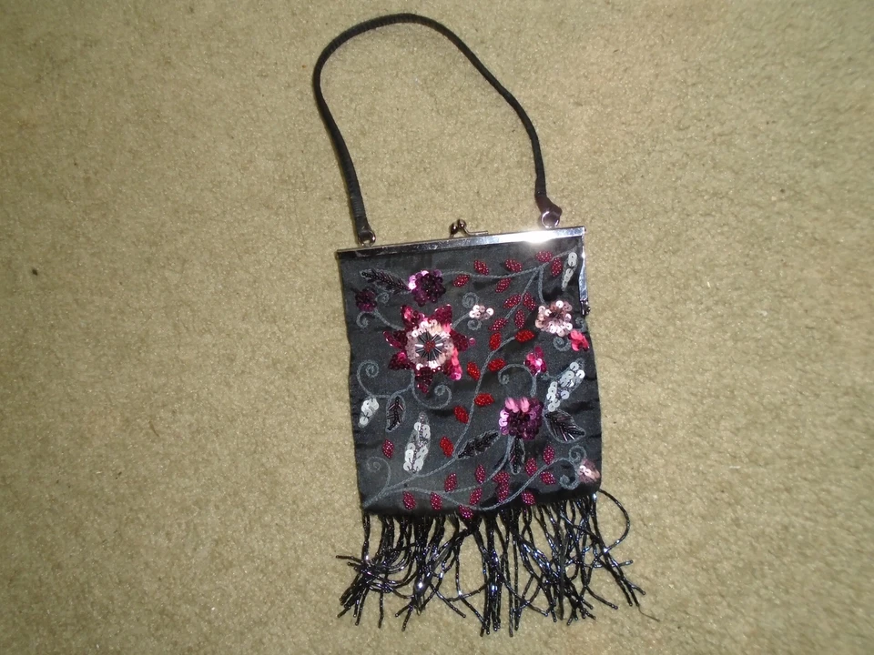 BOLSO DE NOCHE JEANNE LOTTIE Vintage Colorido Bordado Lentejuelas con Cuentas Foto 2 de 4