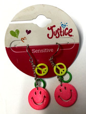 Preppy Earrings for Teen  Girls  Women Smiley Face Peace Sign Charms