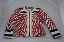 Bazar Deluxe Pink Zebra Print Bead Detail Silk Zip Blazer Jacket Women It44 Uk12