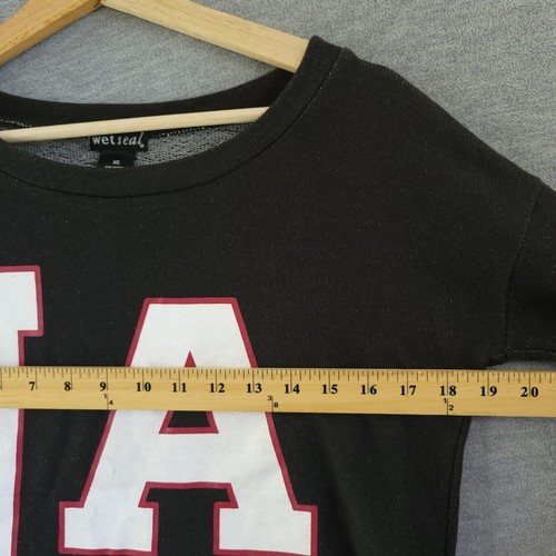 Wet Seal Sweatshirt Womens XS Gray Crop LA California Cutoff Sweater Los Angeles - Picture 5 of 10