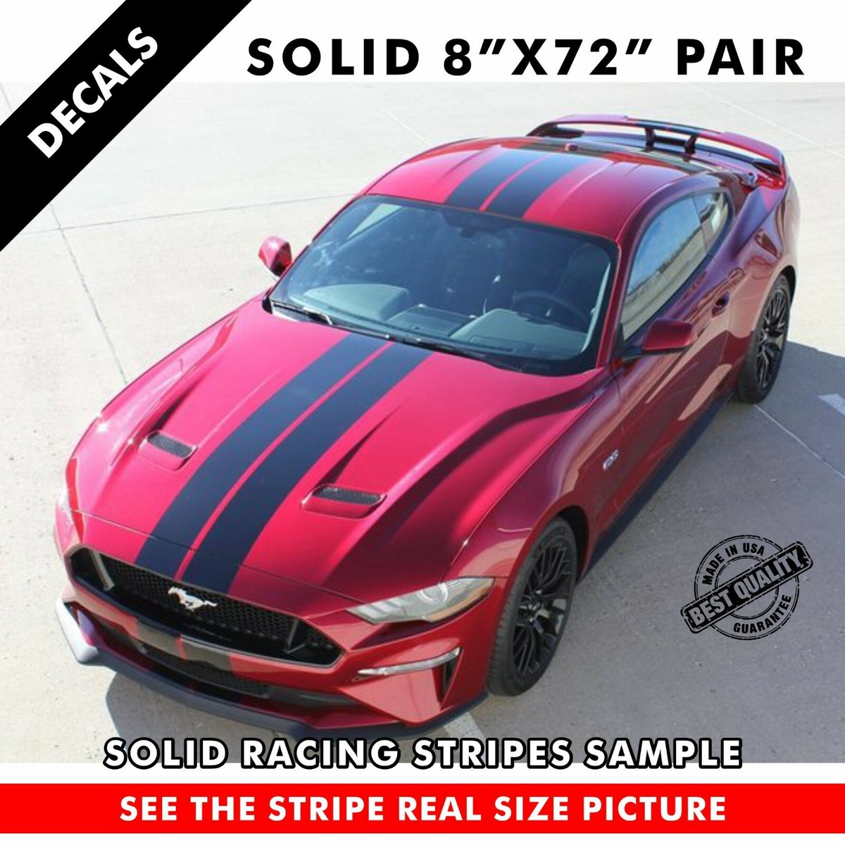 12" X 72" Solid Color Racing Stripe Vinyl Decal - For Cars, Trucks, Motorcycles, RVs