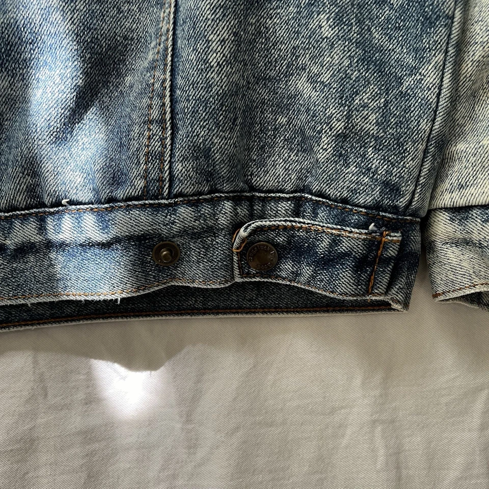 Vintage Denim Jacket With Sherpa Collar And Lining Fall Layering Washed Blue     - Image 4 of 4