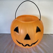 Vintage Blow Mold Plastic Halloween Candy Bucket, Made in USA