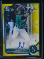 JONATAN CLASE AUTO 1st 2022 Bowman Chrome Autograph YELLOW REFRACTOR #/75 RC