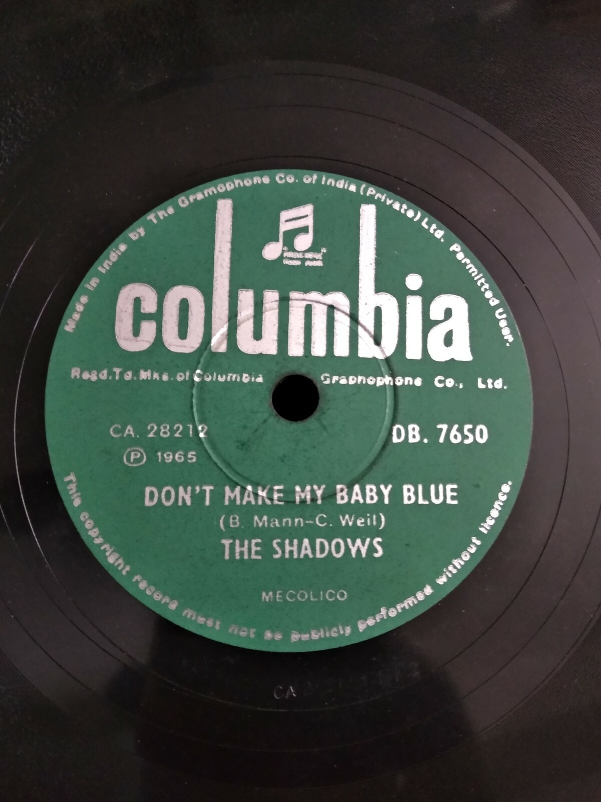 The Shadows Grandfather Clock/Baby Blue Mega Rare 78 Rpm Record 10